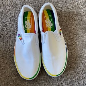 Vans pride white slip ons